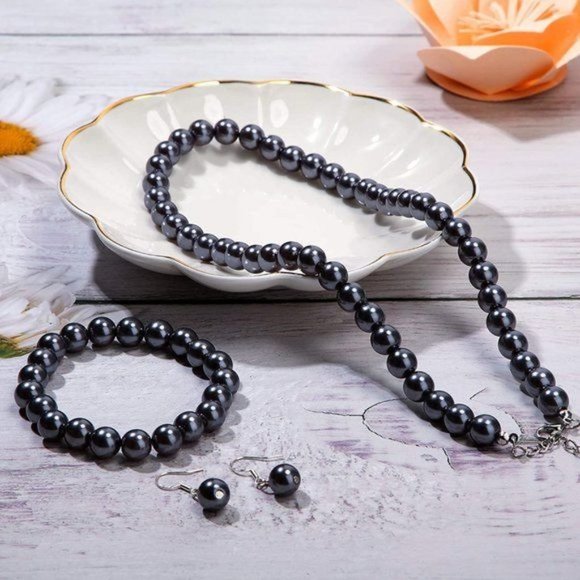 New Faux Pearl Jewelry Set Simulated Pearl Necklace Bracelet Earrings fo… - Picture 8 of 8